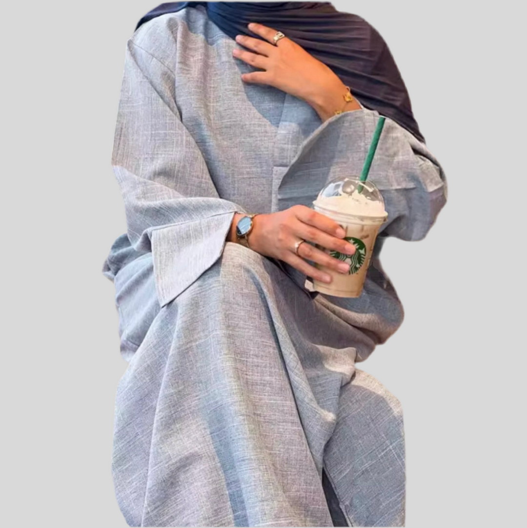 Leinenähnliche Abaya aus dem Naturstoff Viskose