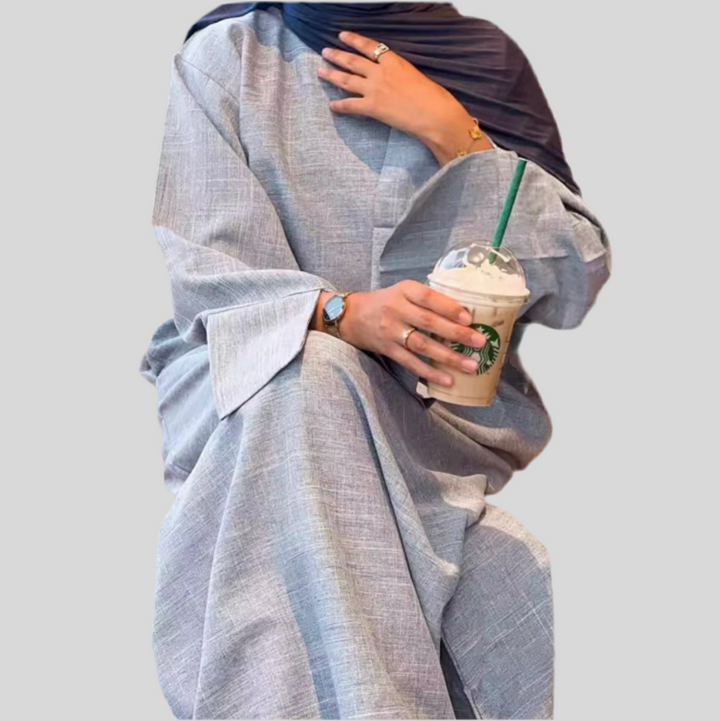 Leinenähnliche Abaya aus dem Naturstoff Viskose