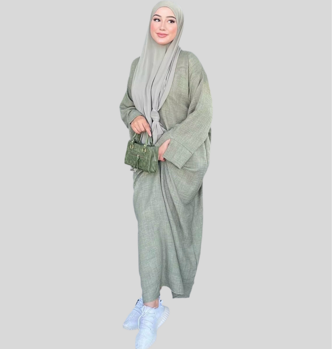 Leinenähnliche Abaya aus dem Naturstoff Viskose