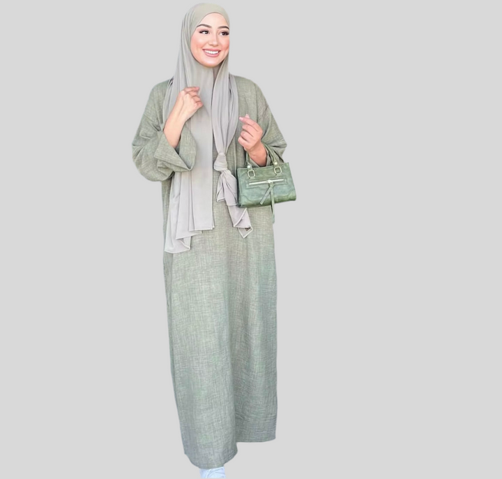 Leinenähnliche Abaya aus dem Naturstoff Viskose