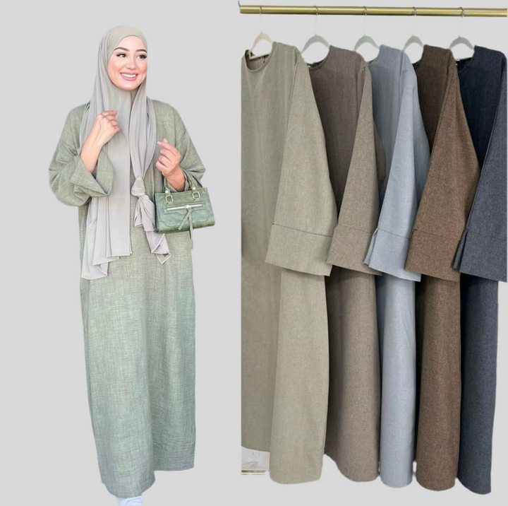 Leinenähnliche Abaya aus dem Naturstoff Viskose