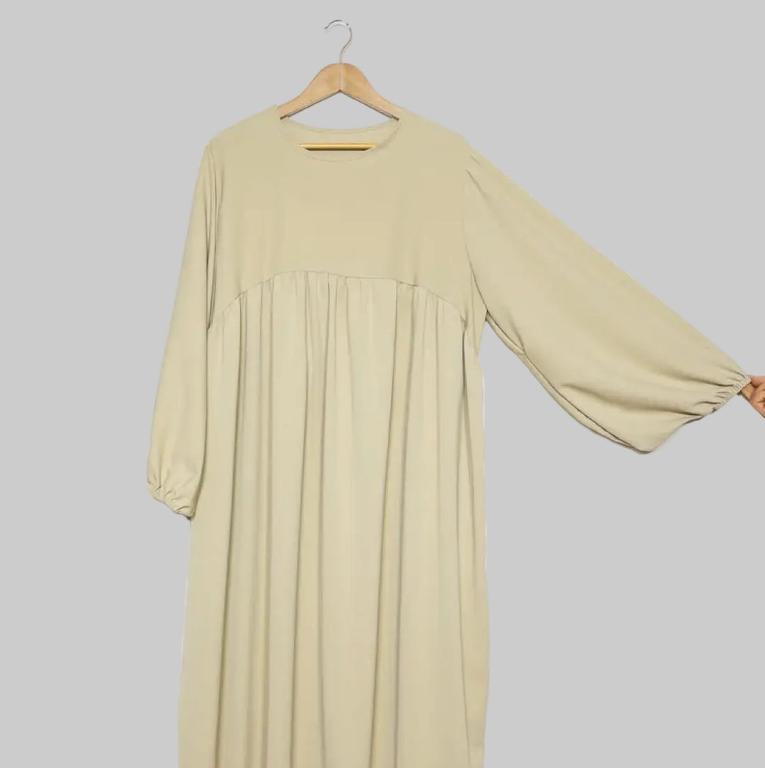 Abaya Lina mit Puffärmeln aus Medina Stoff