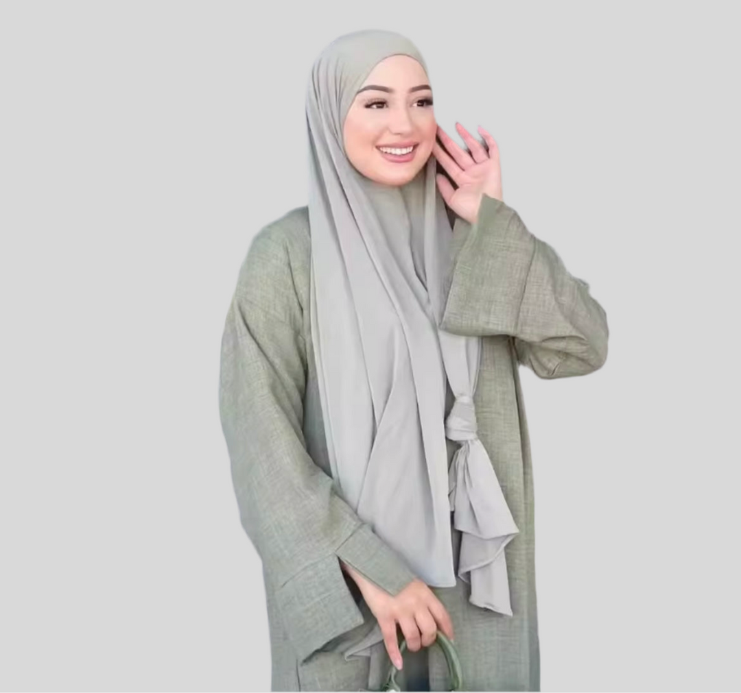Leinenähnliche Abaya aus dem Naturstoff Viskose