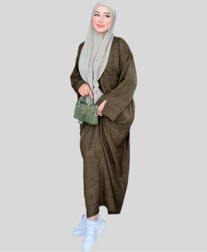Leinenähnliche Abaya aus dem Naturstoff Viskose